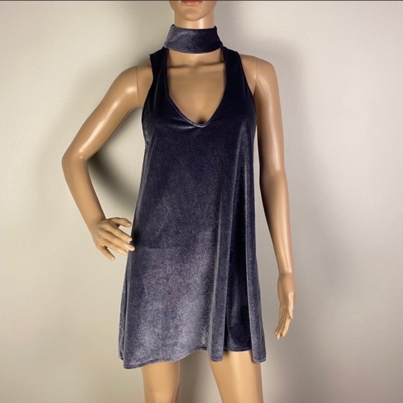 NEW SHOW ME YOUR MUMU SPARKLY VELVET CHOKER MINI DRESS - Picture 3 of 7